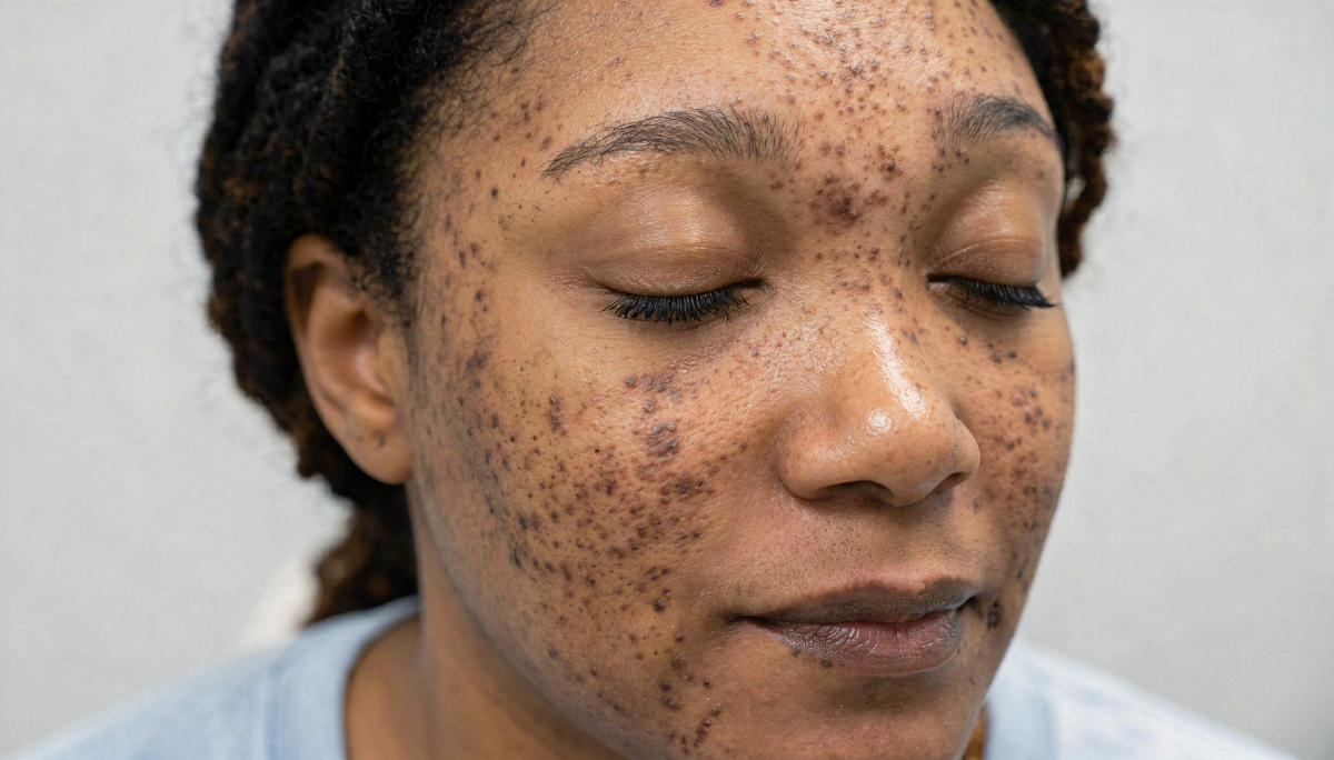 Person with visible freckles on their face against a neutral background
